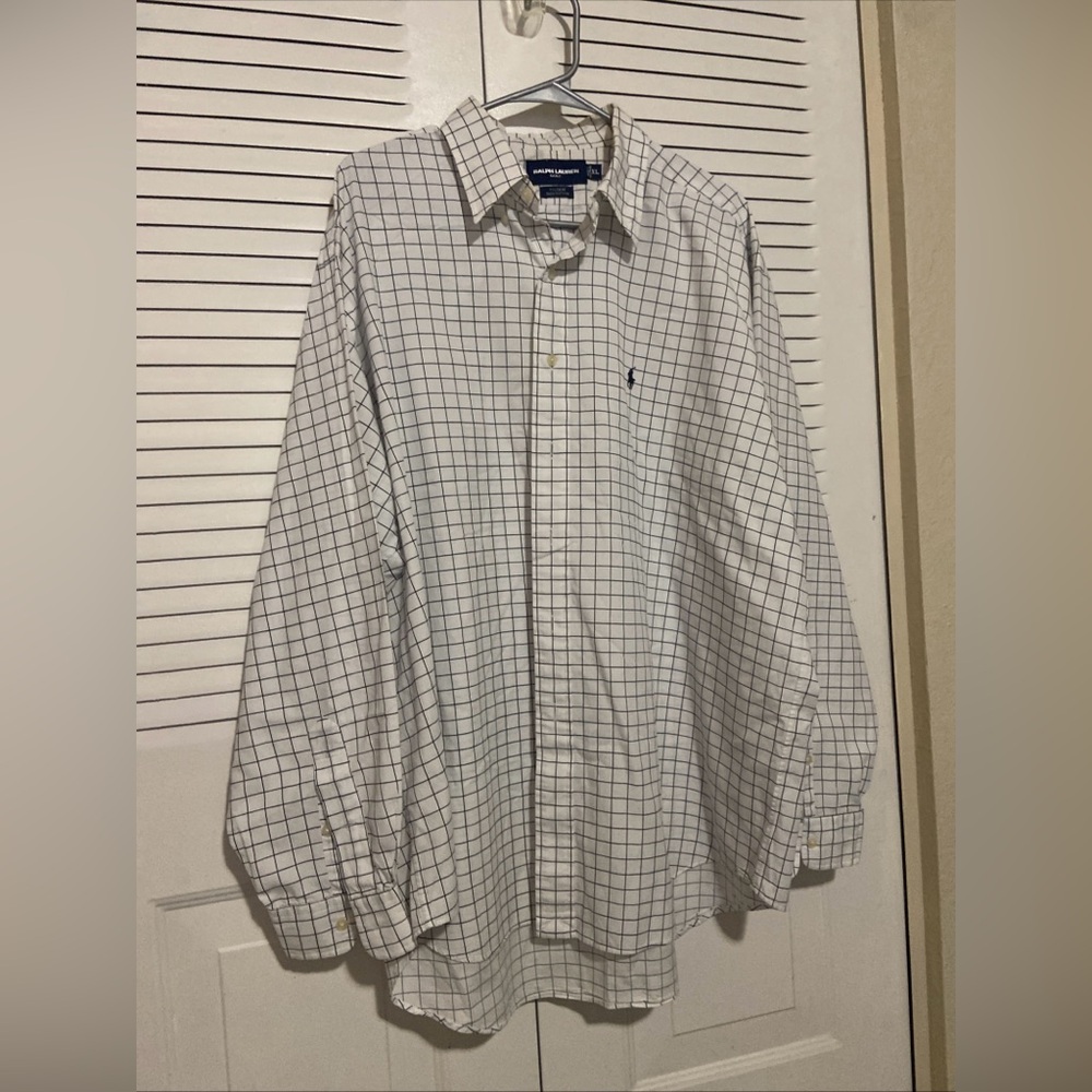 Ralph Lauren Men's White and Black Plaid Shirt